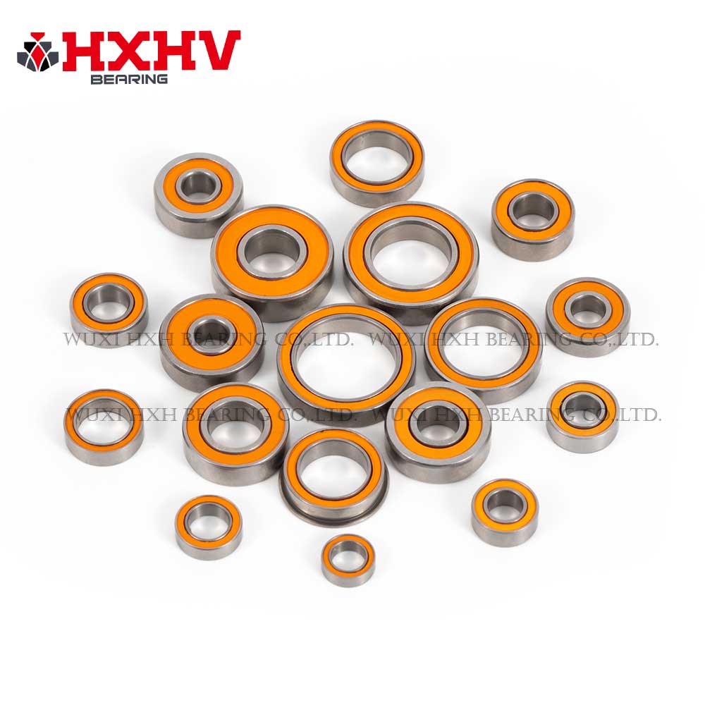 HXHV mini bearings for fishing reel with orange rubber seal-Hxh Bearing  Co., Ltd.